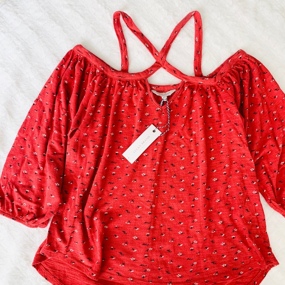 Lucky Brand // NWT ditsy floral off shoulder top - Picture 7 of 8